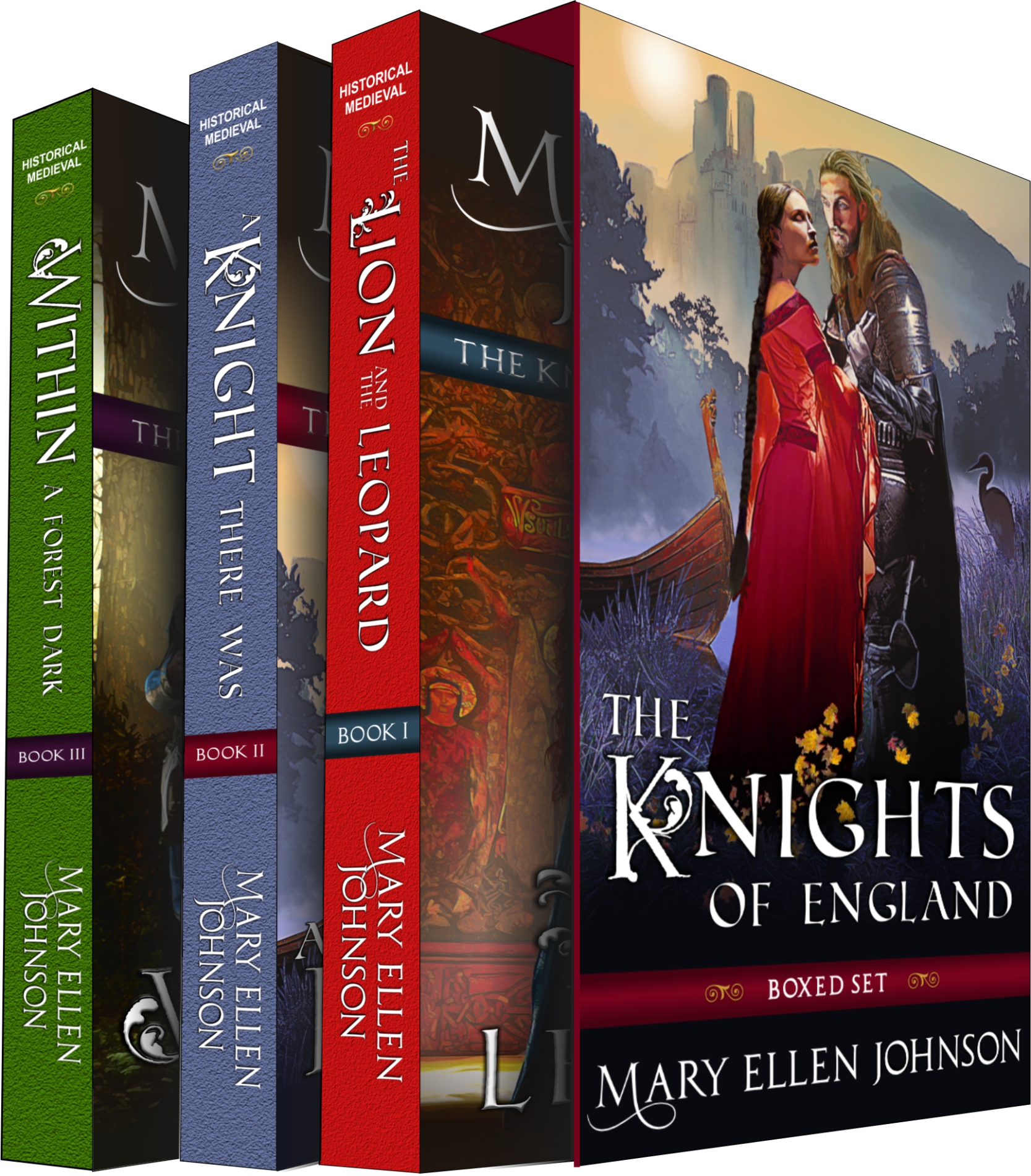 This image is the cover for the book The Knights of England Boxed Set, Books 1-3, The Knights of England Series