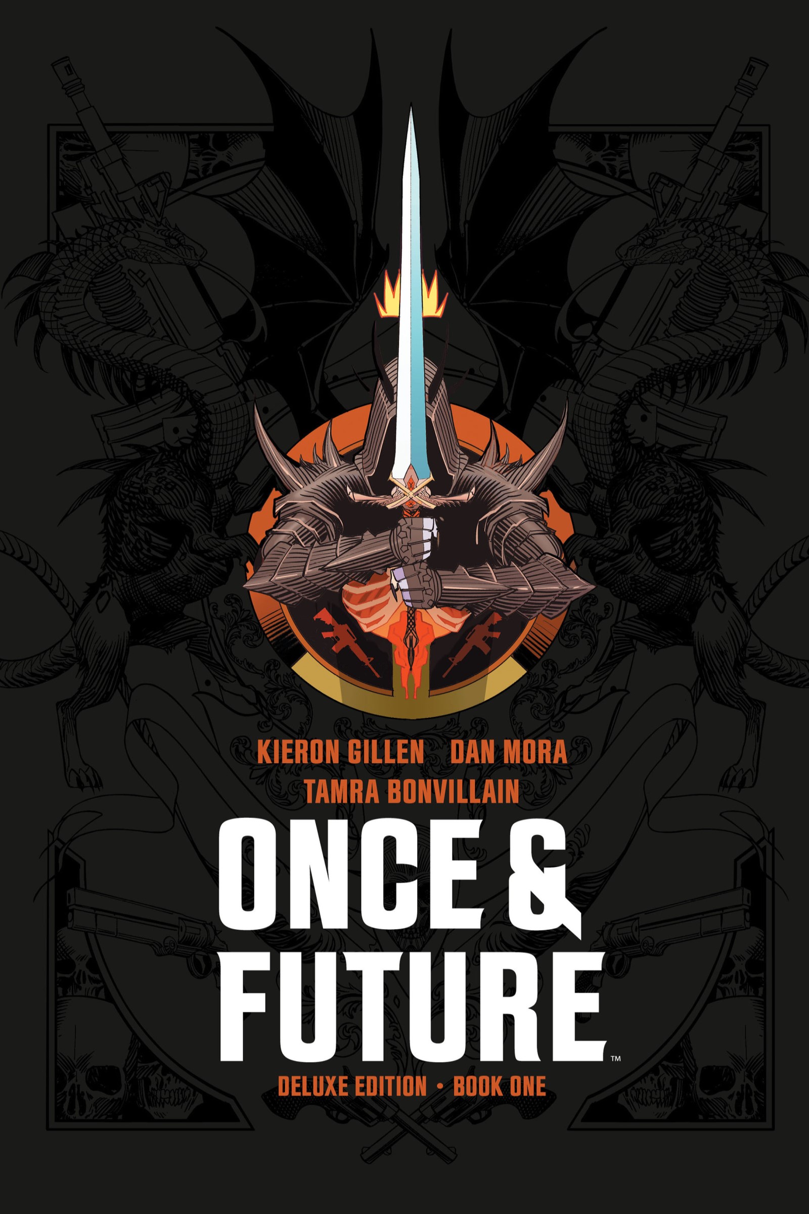 This image is the cover for the book Once & Future Book One Deluxe Edition