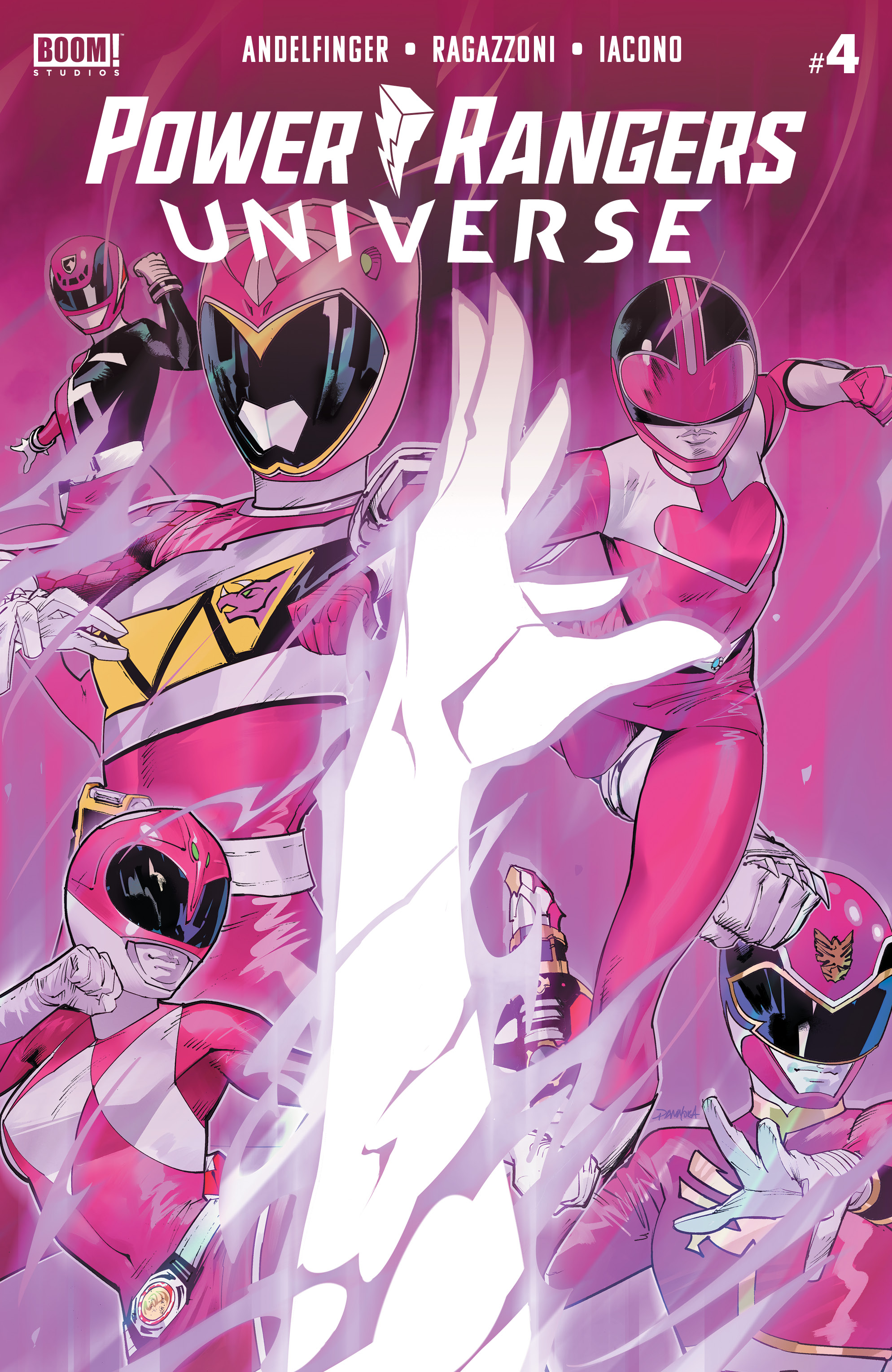 This image is the cover for the book Power Rangers Universe #4, Power Rangers Universe