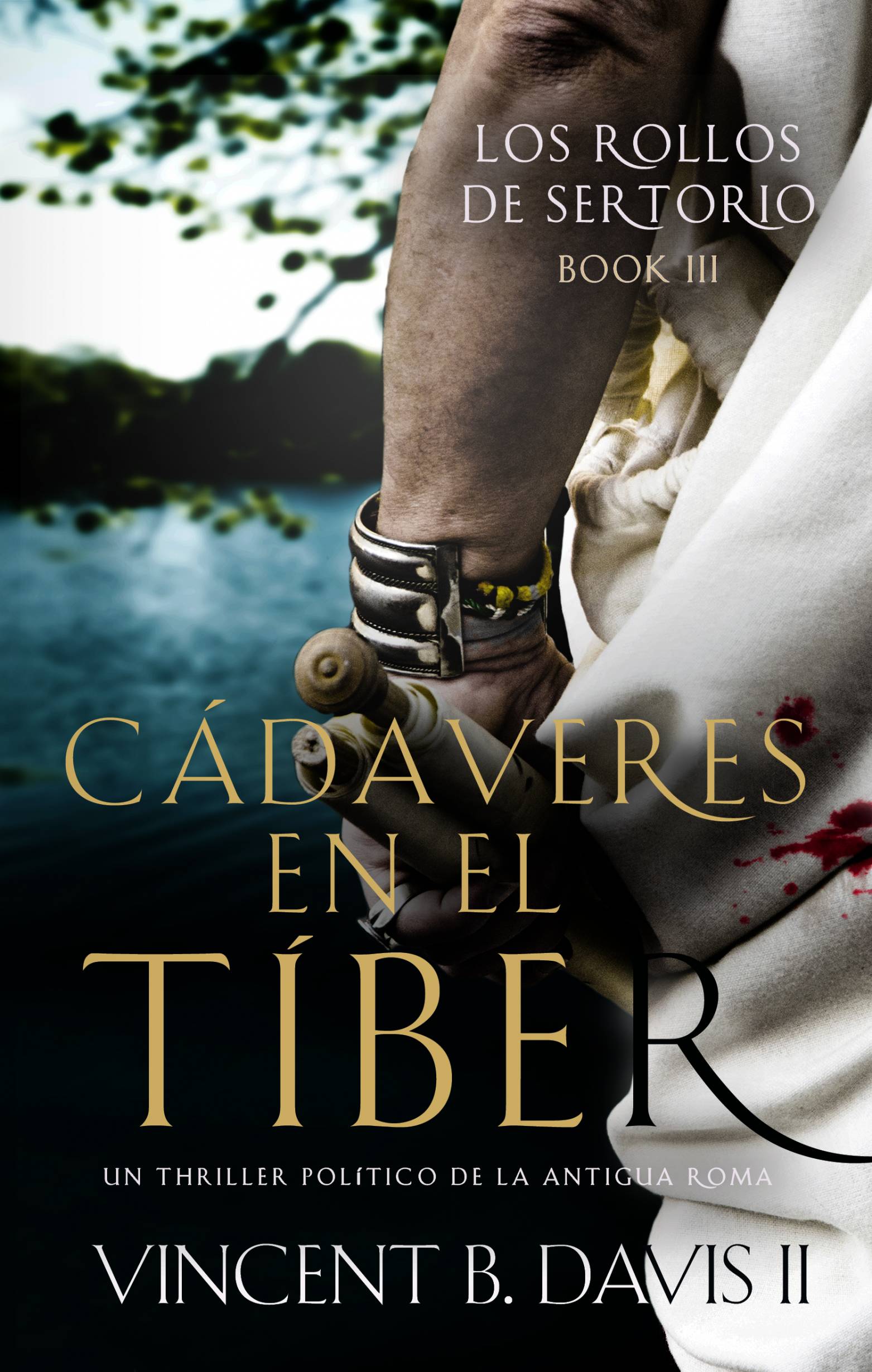 This image is the cover for the book Cadáveres en el Tíber, Los rollos de Sertorio