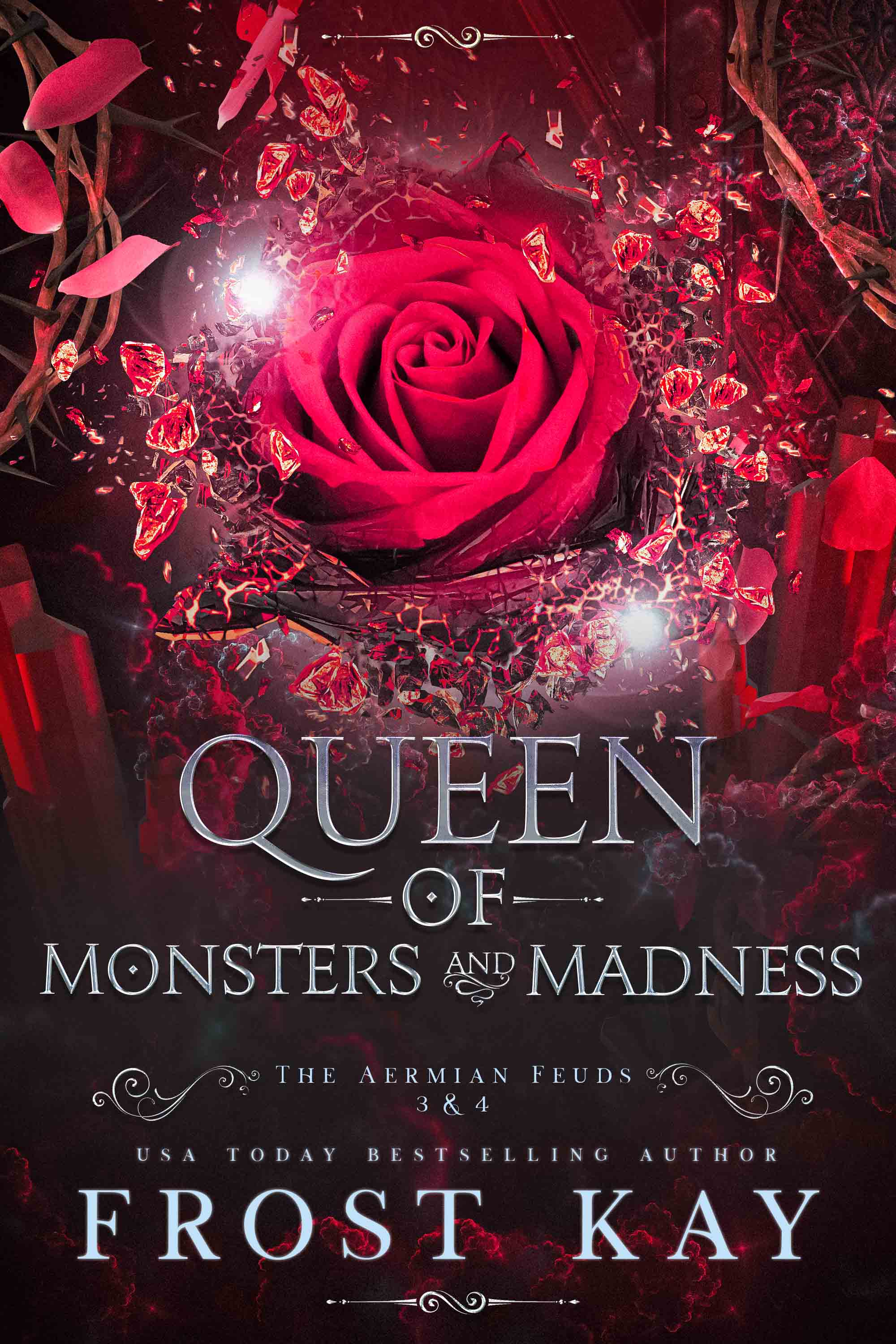 This image is the cover for the book Queen of Monsters and Madness, The Aermian Feuds