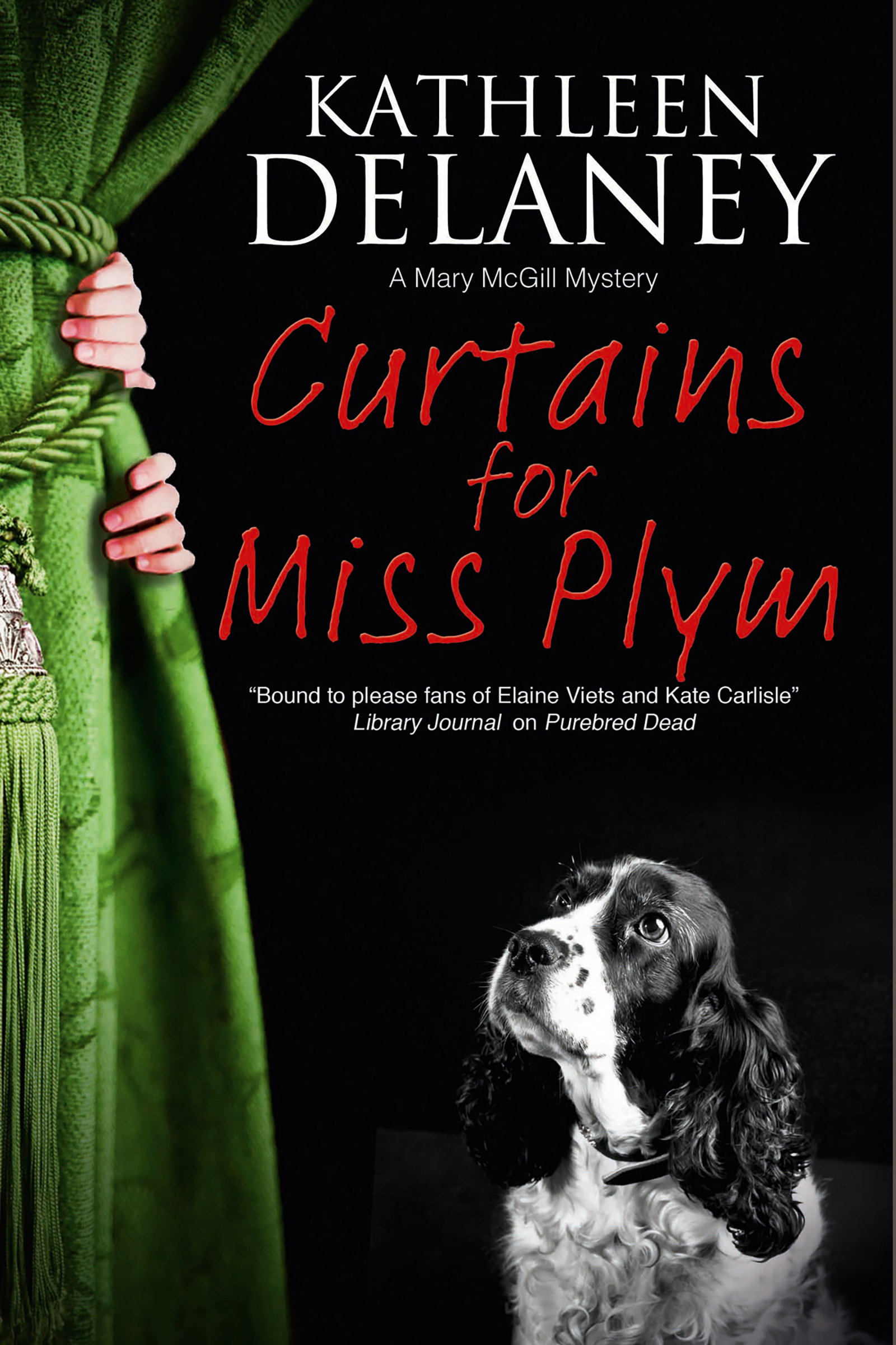 This image is the cover for the book Curtains for Miss Plym, The Mary McGill Mysteries