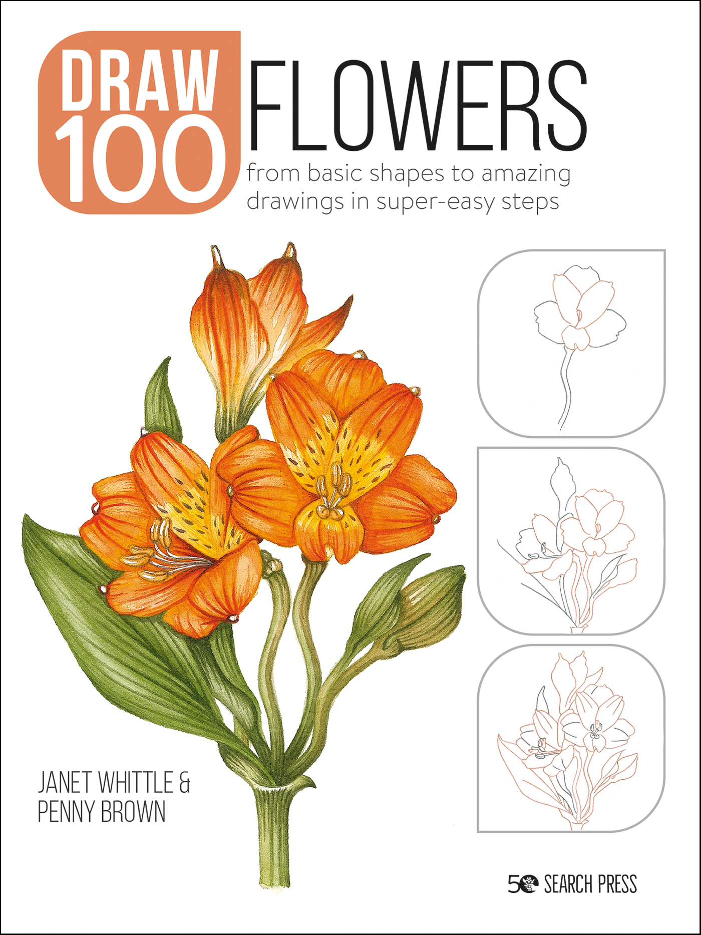 This image is the cover for the book Draw 100: Flowers