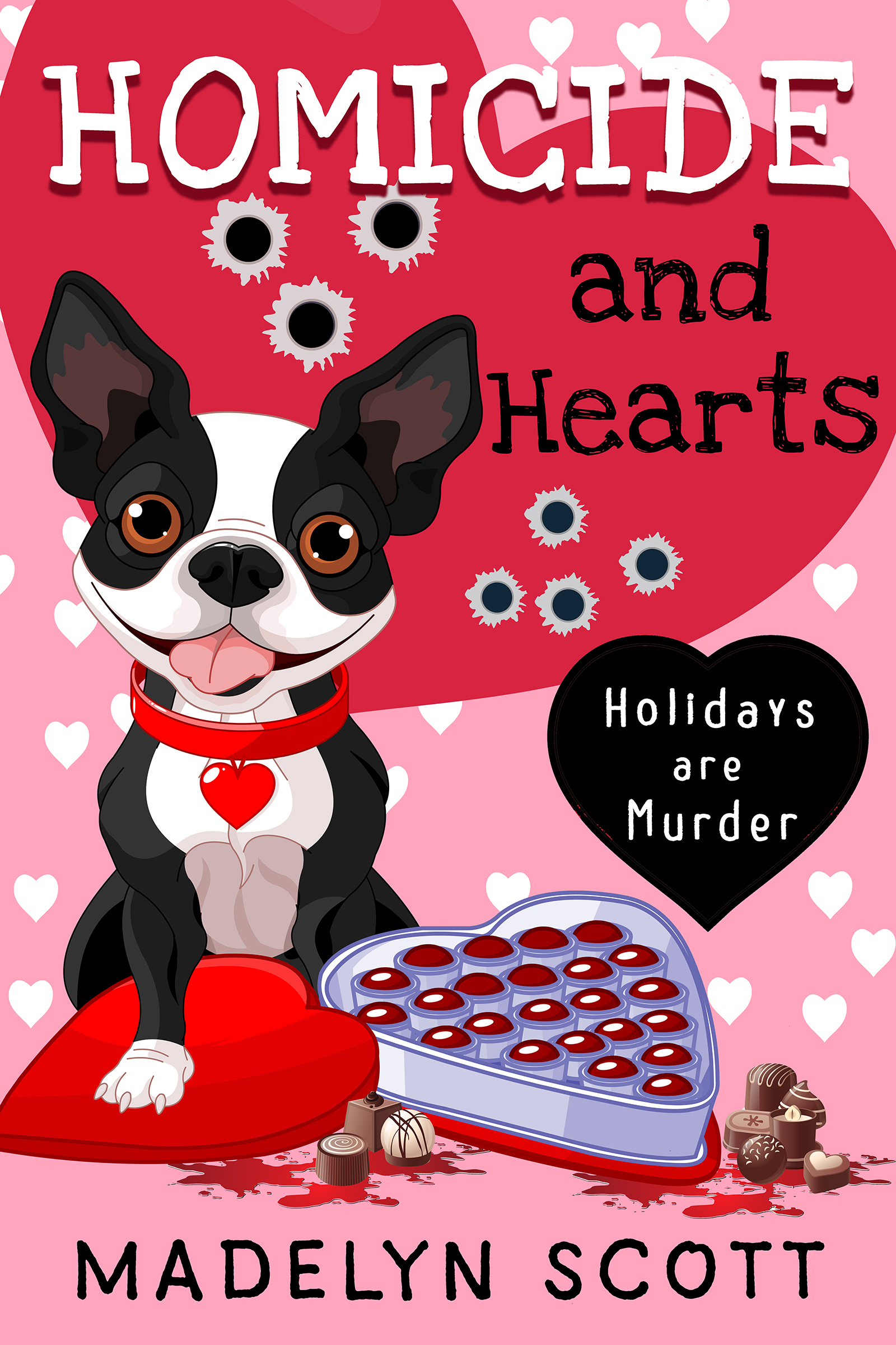 This image is the cover for the book Homicide and Hearts, Holidays are Murder