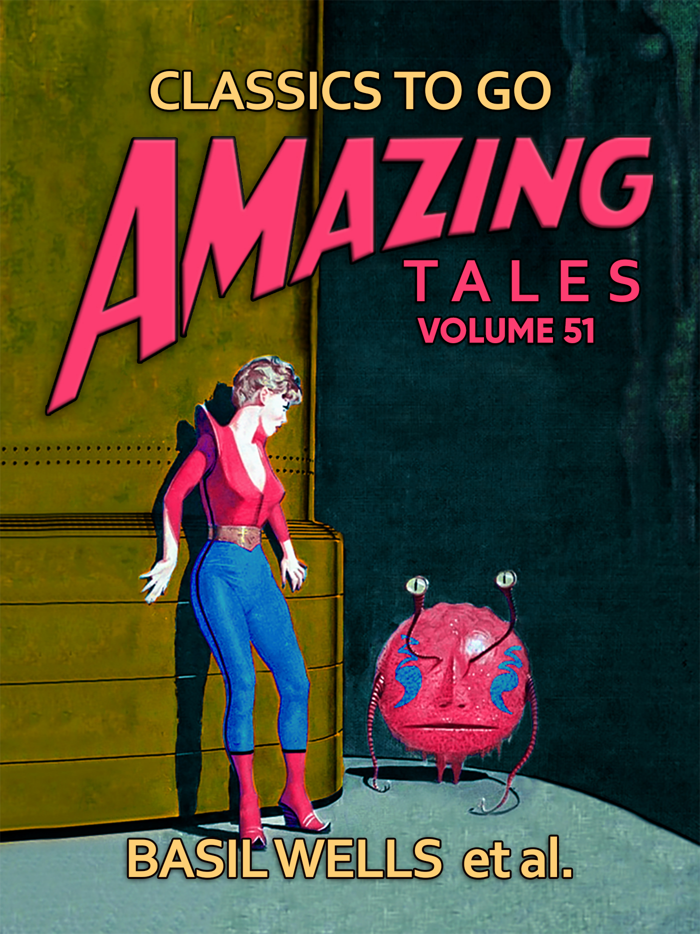 This image is the cover for the book Amazing Stories Volume 51, Classics To Go