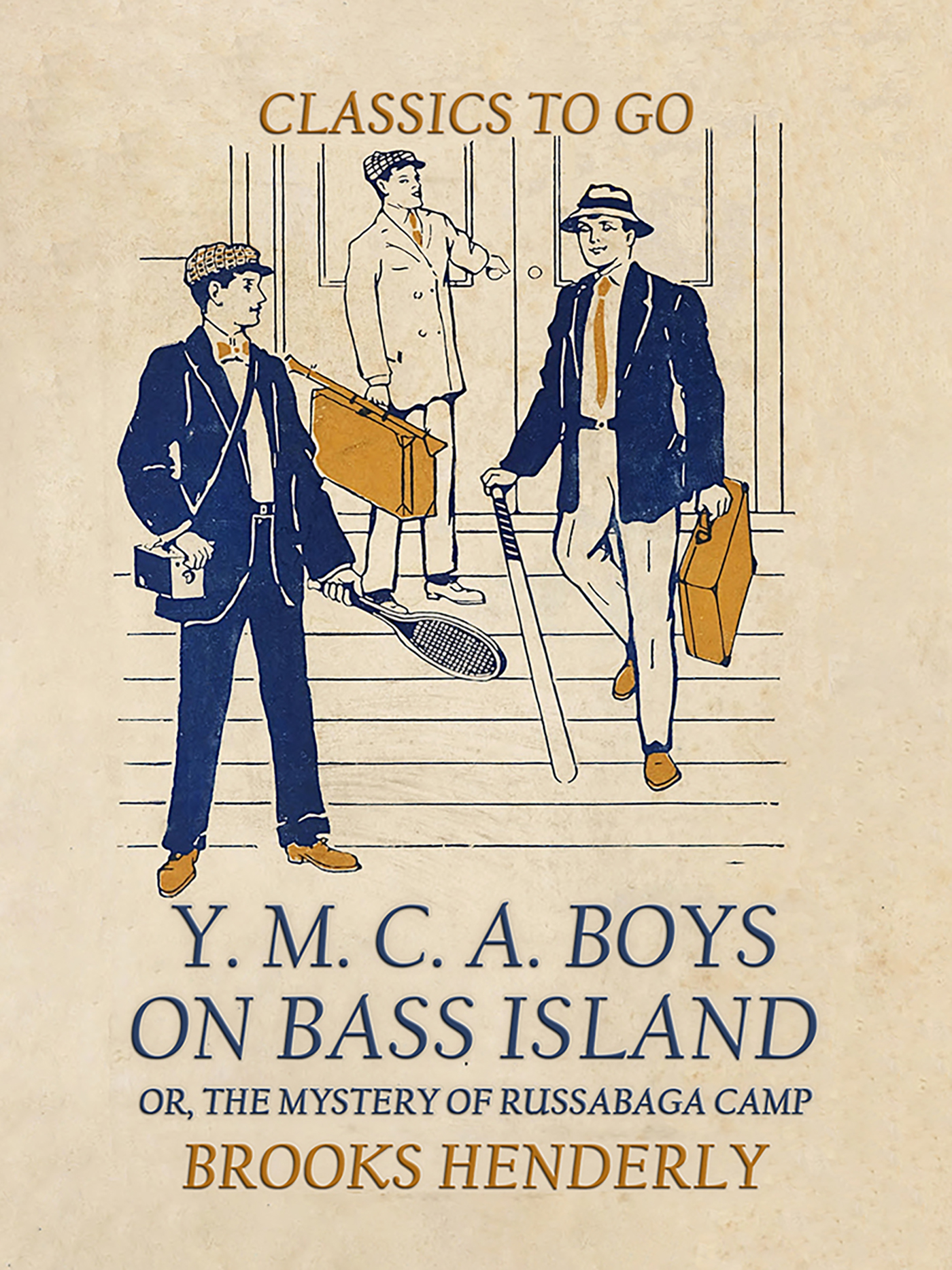 This image is the cover for the book The Y. M. C. A. Boys on Bass Island, or the Mystery of Russabaga Camp, Classics To Go