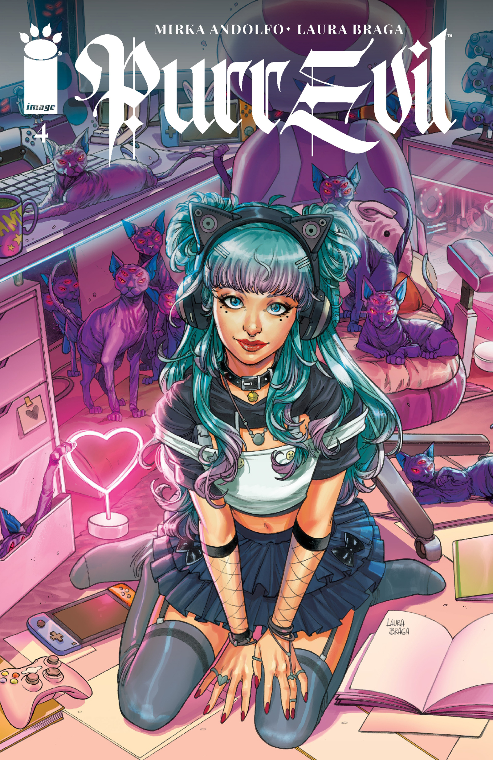 This image is the cover for the book Purr Evil #4, Purr Evil
