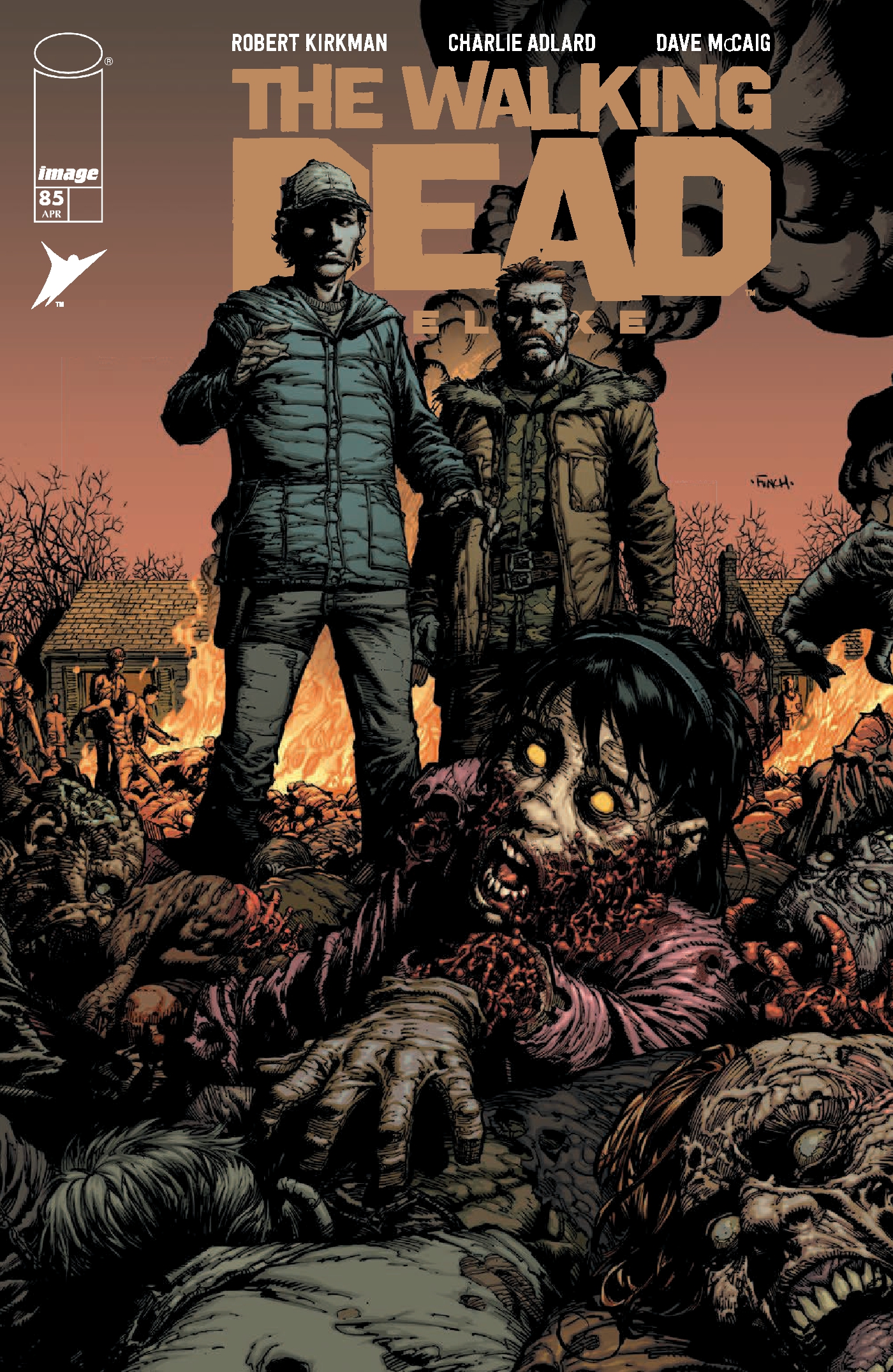 This image is the cover for the book The Walking Dead Deluxe #85, The Walking Dead Deluxe