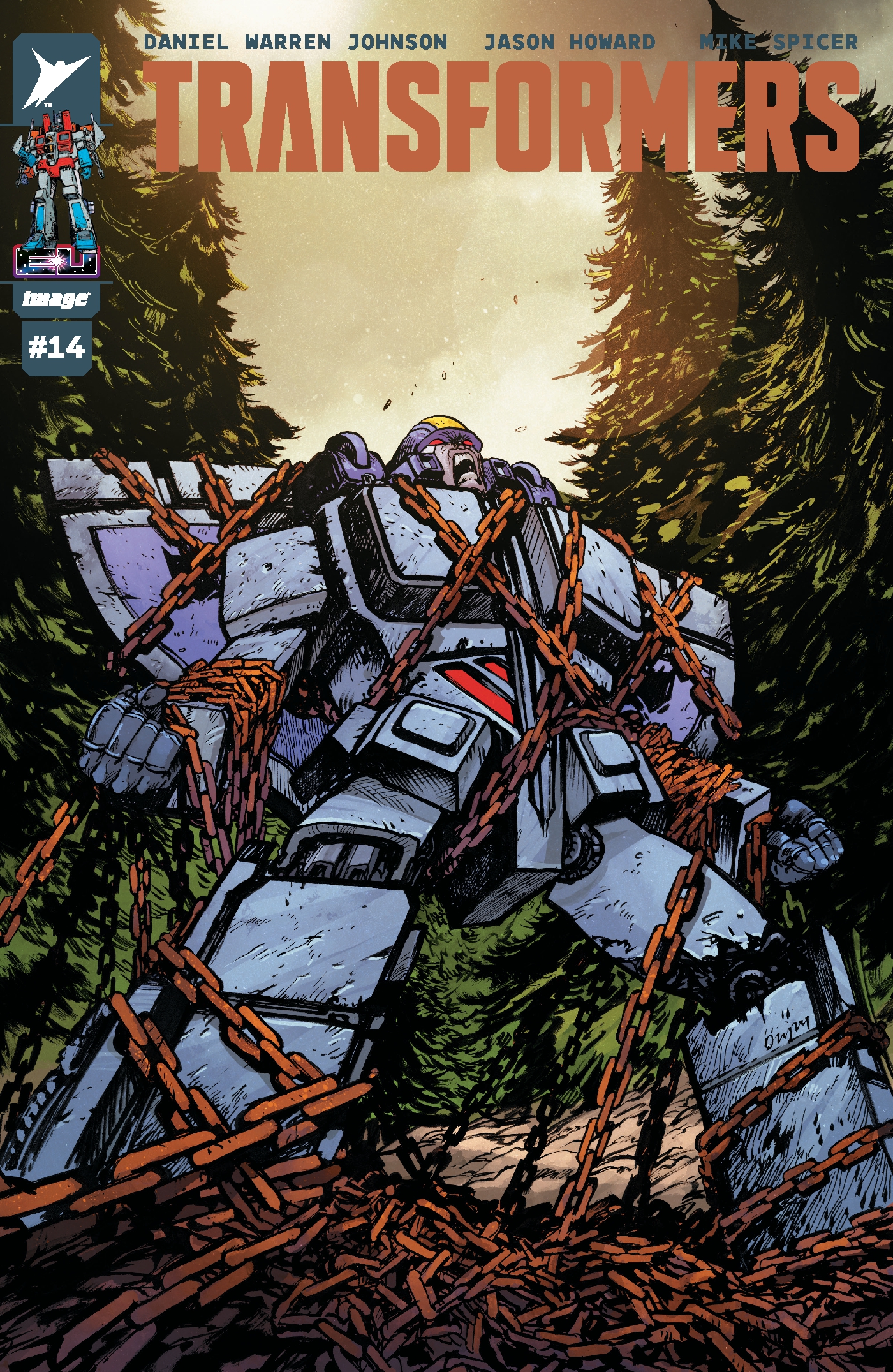 This image is the cover for the book Transformers #14, Transformers