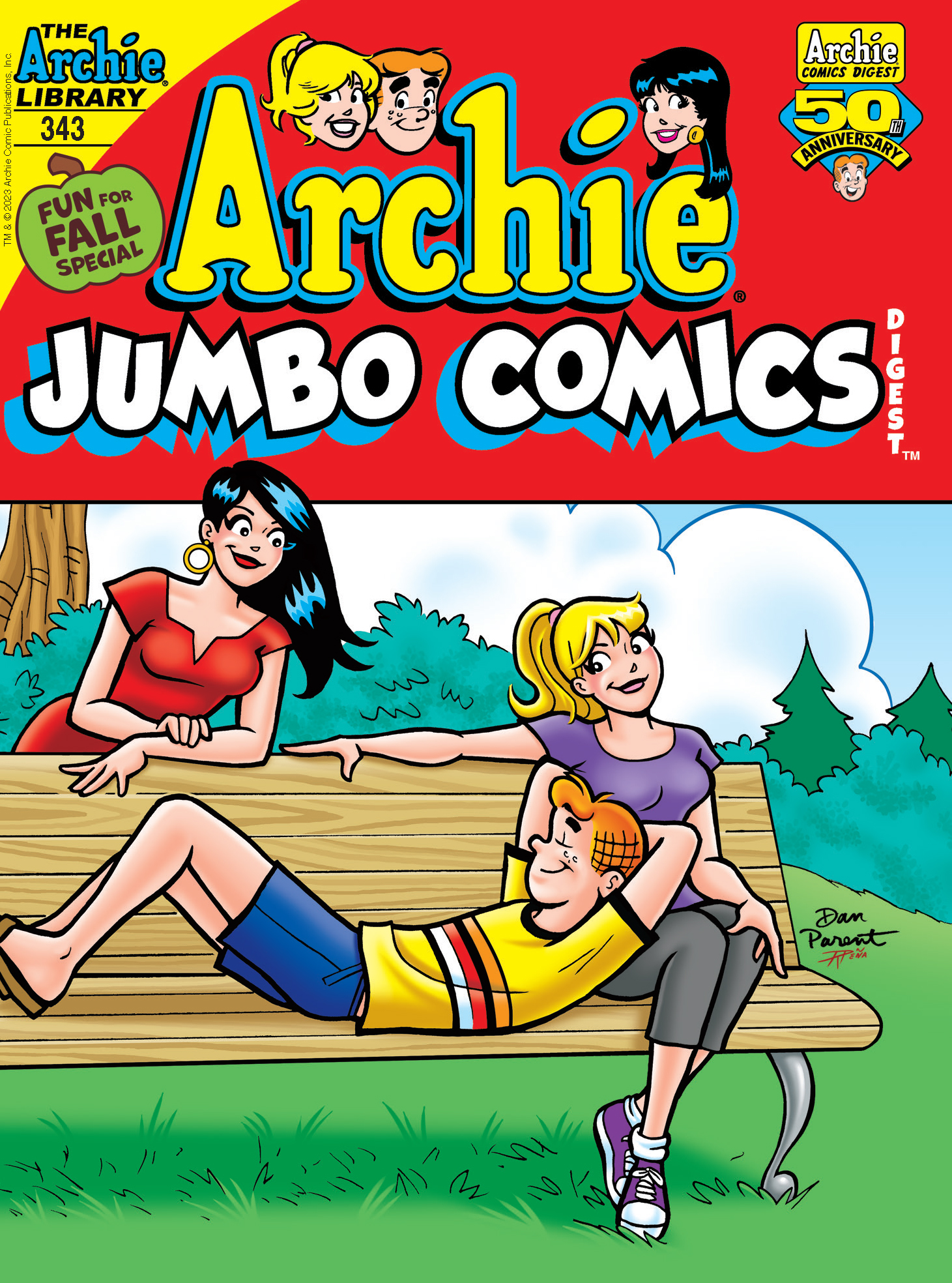 This image is the cover for the book Archie Double Digest #343, Archie Double Digest