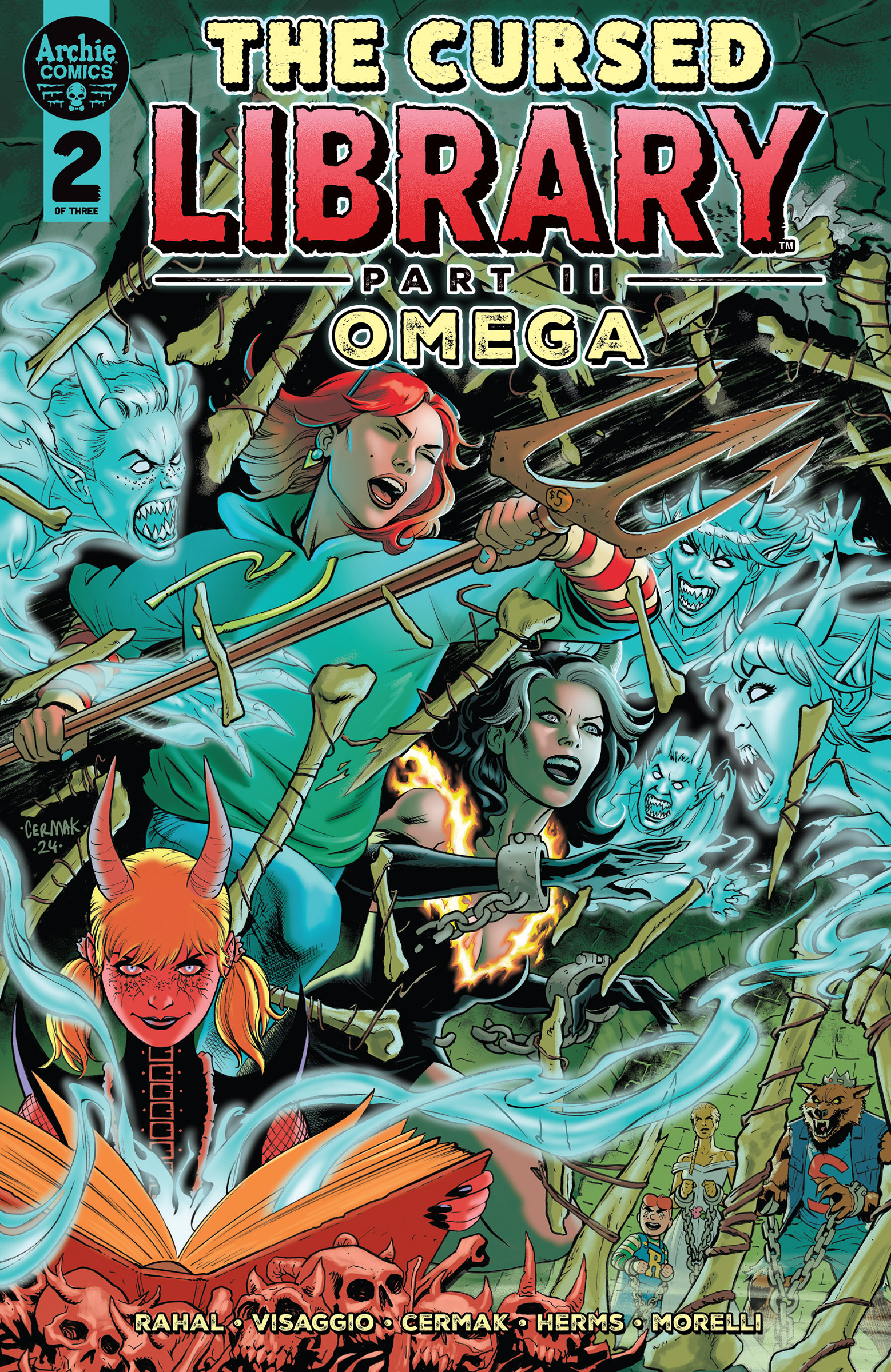 This image is the cover for the book Archie Comics: The Cursed Library #2: Omega, Archie Horror Presents