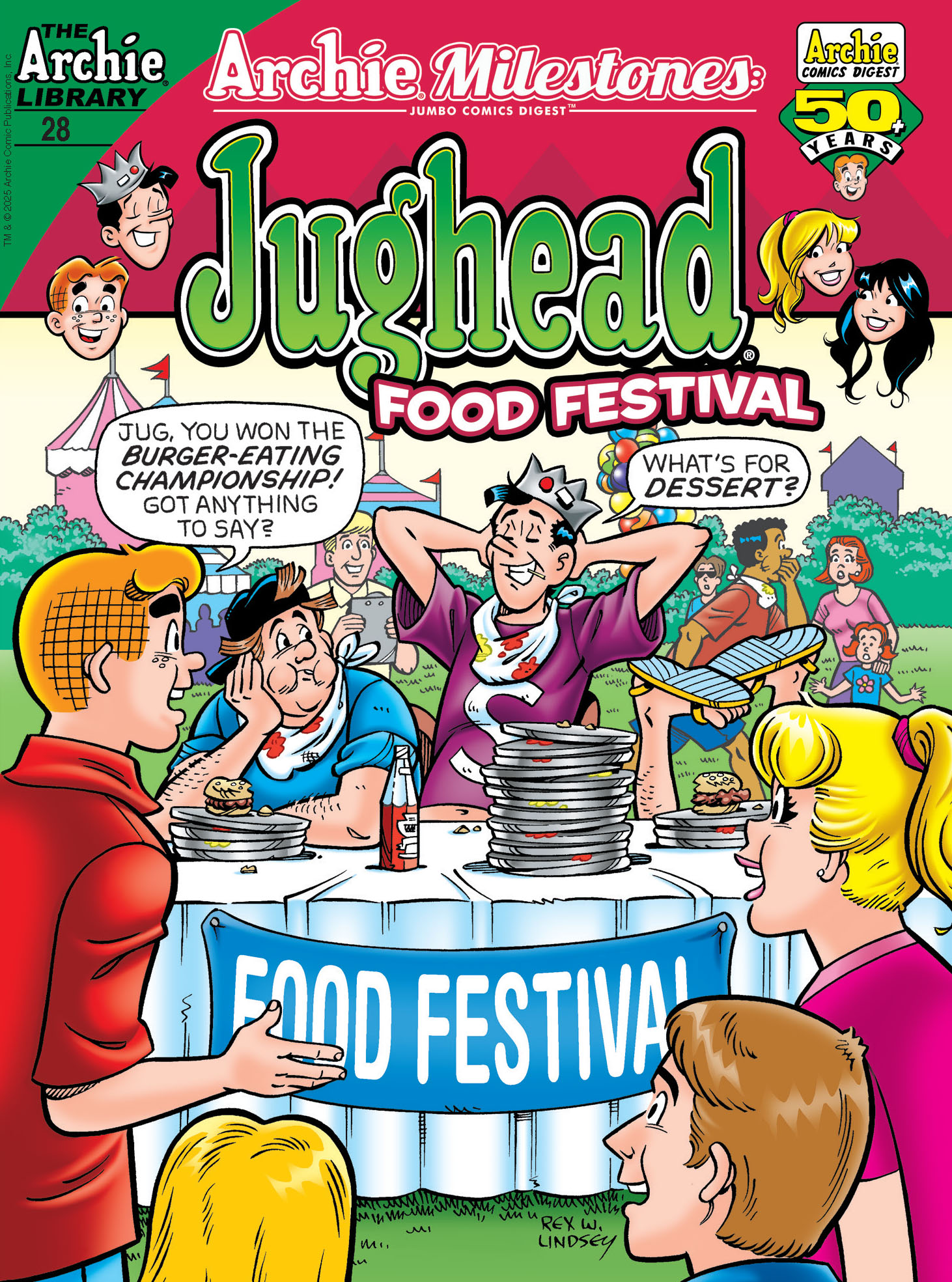 This image is the cover for the book Archie Milestone Digest #27: Jughead New Years Bash, Archie Milestones Digest