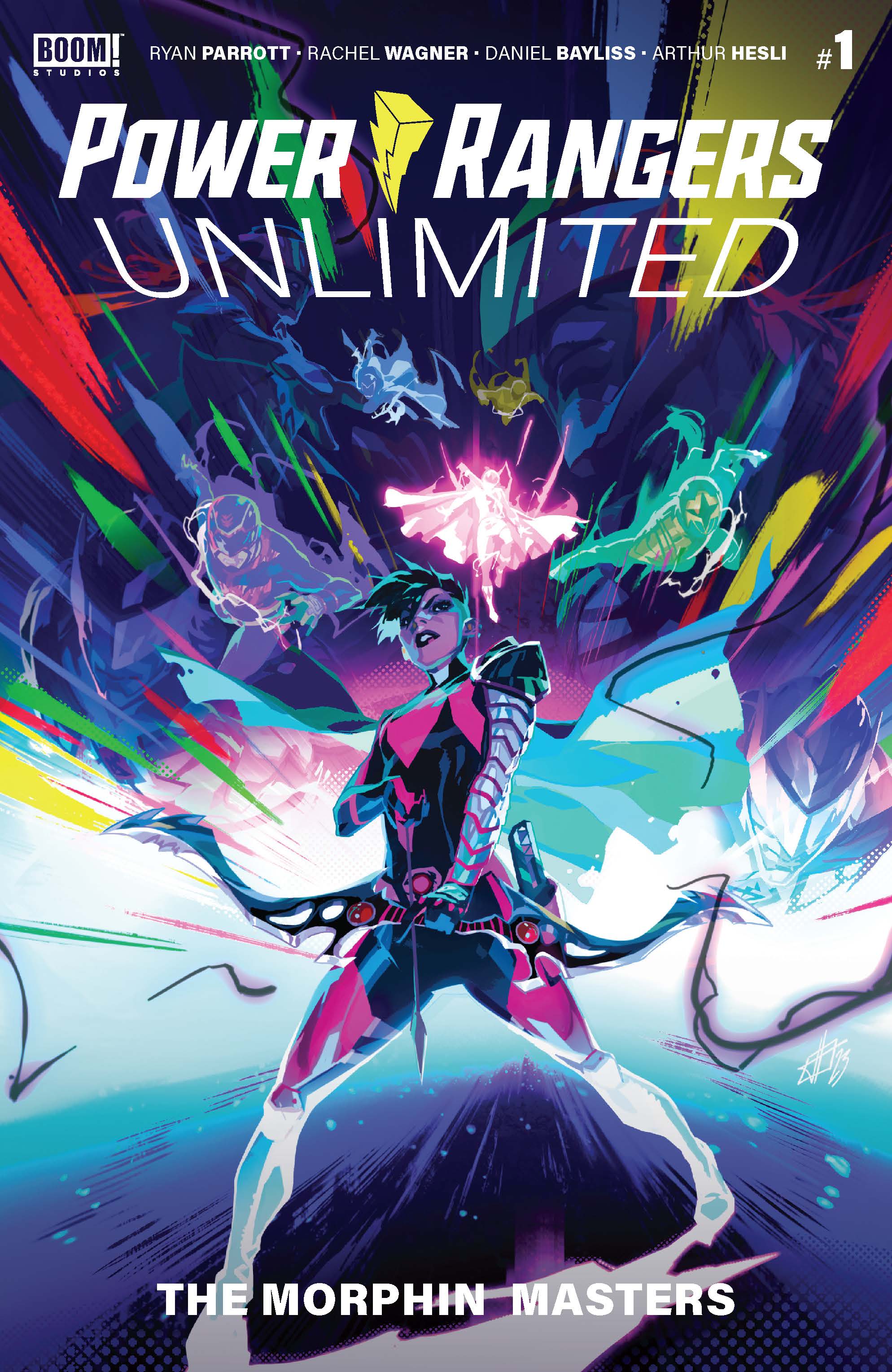 This image is the cover for the book Power Rangers Unlimited: The Morphin Masters #1, Power Rangers Unlimited: The Morphin Masters