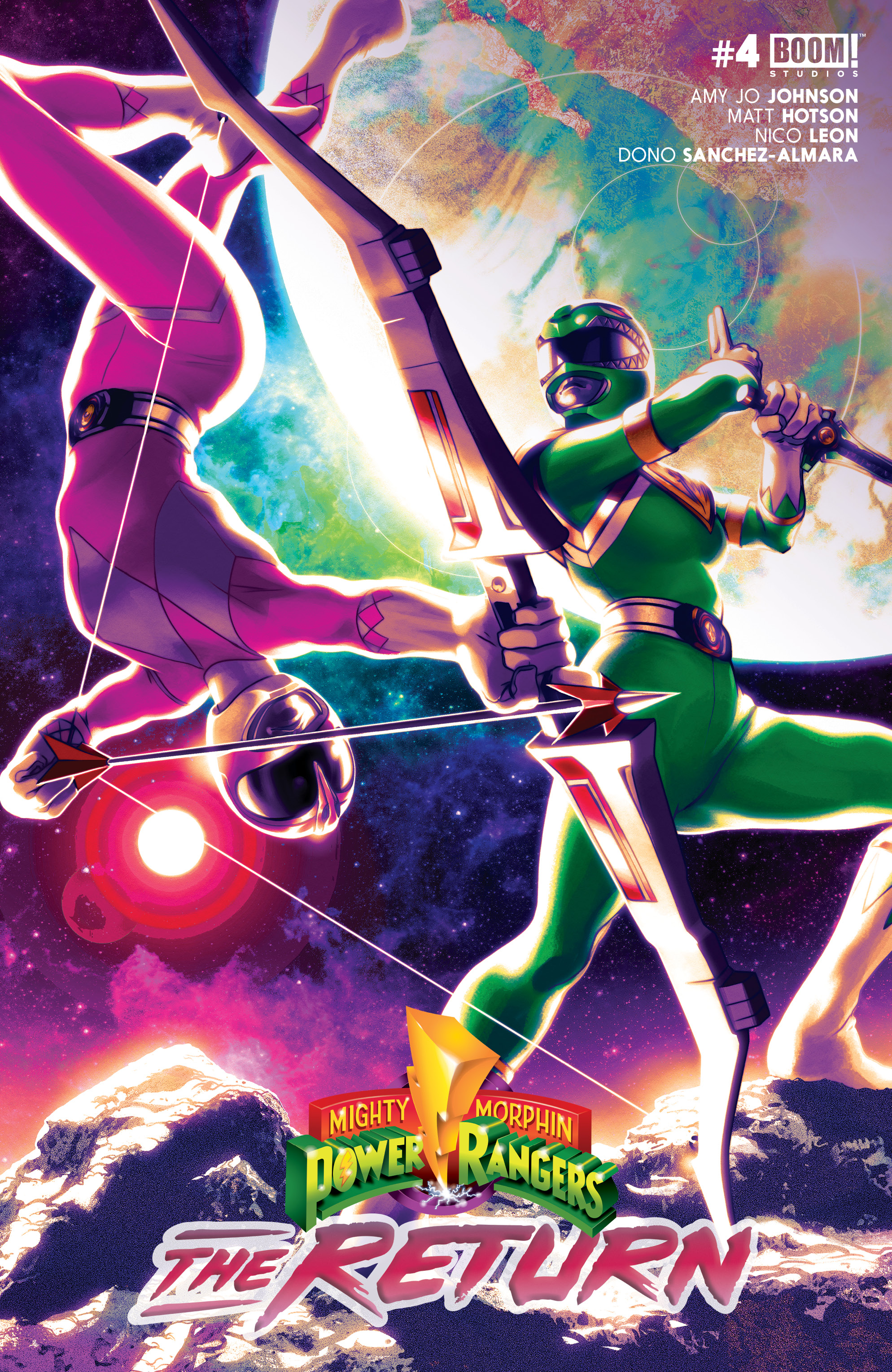 This image is the cover for the book Mighty Morphin Power Rangers: The Return #4, Mighty Morphin Power Rangers: The Return