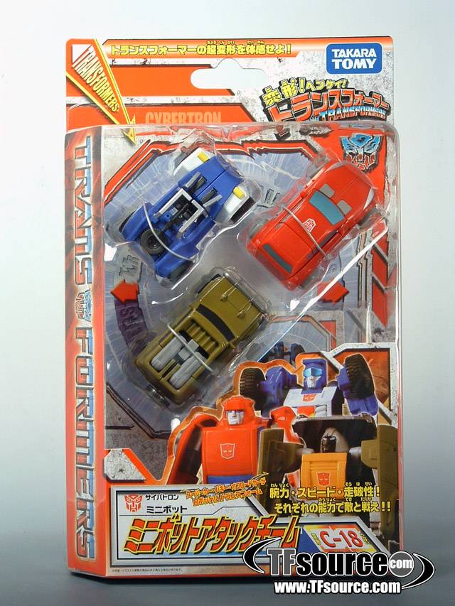 Takara Tomy Transformers Henkei C-19 – 3er-Pack Minibot Spy Team – Cosmos, Wheelie & Warpath – Japanisches Sammler-Set