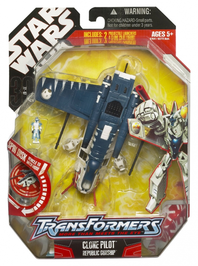 Clone Pilot to Republic Gunship Star Wars Transformers Crossover Hasbro