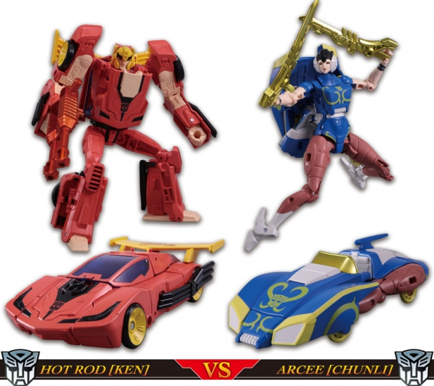 Autobot Hot Rod Ken and Arcee ChunLi Transformers StreeAutobot Hot