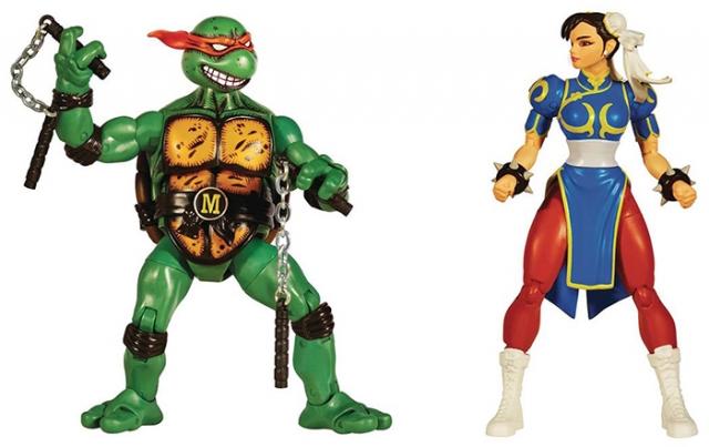 Michelangelo Vs. Chun-Li Set of 2 | TMNT x Street Fighter II Classic | Playmates