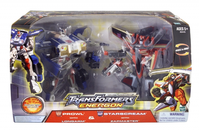 Deluxe Class Prowl with Longarm and Starscream with Zapmaster | Transformers Energon