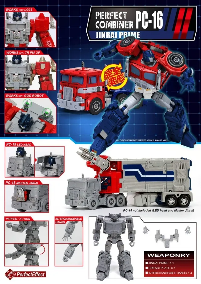 PC-16 PERFECT COMBINER 1点セット PC-16 Jinrai Prime Upgrade Kit for Transformers Titans Return
