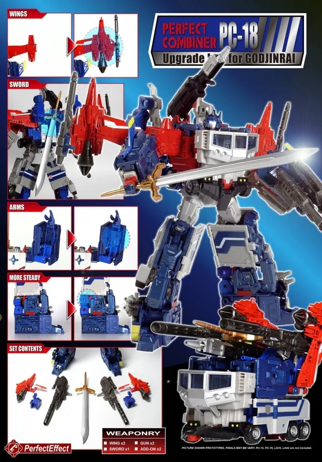 perfect effect PC-18 + LG-EX ゴッドジンライ PC-18 Upgrade Kit for Transformers Legends God Ginrai