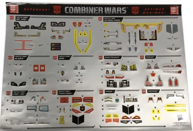 Defensor Sticker Set | Transformers Generations Combiner Wars