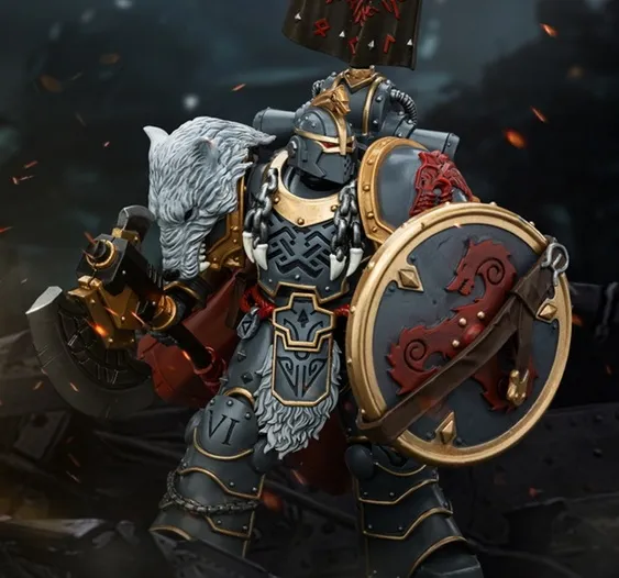JOYTOY Warhammer 40000 Horus Heresy – Space Wolves Praetor Con Ascia E Scudo, Action Figure 1/18 12.4 Cm, Collezionismo - 4