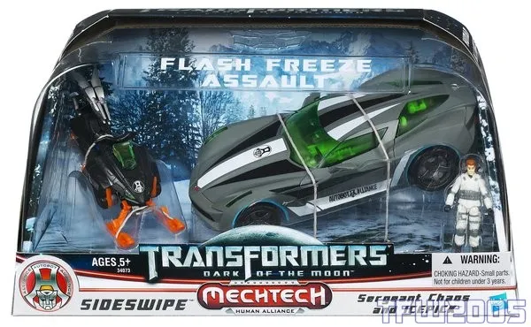 Deluxe Class Human Alliance Flash Freeze Assault Sideswipe with Sergeant Chaos and Icepick | Transformers 3 Dark of the Moon DOTM