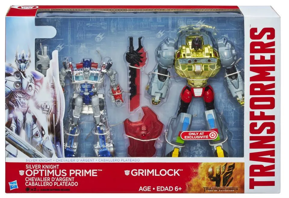Voyager Class Silver Knight Optimus Prime & Grimlock | Transformers 4 Age of Extinction AOE