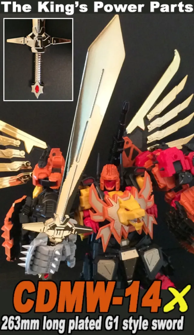 CDMW-14X The King's Power Parts Giant Chrome Plated Sword G1 Style for Feral Rex | Crazy Devy