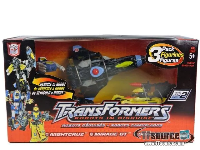 Nightcruz Mirage Gt and Scavenger 3-Pack Exclusive Mega Class | Transformers Robots in Disguise RID