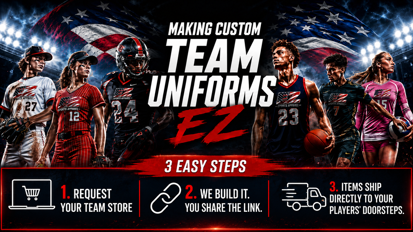EZ Sports Apparel homepage hero