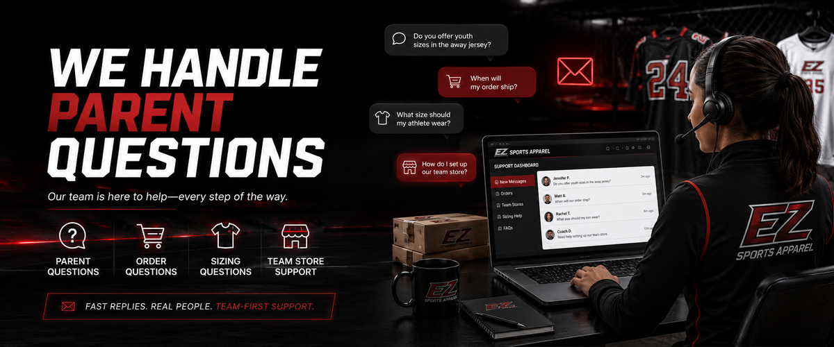 EZ Sports Apparel handles parent questions and store support
