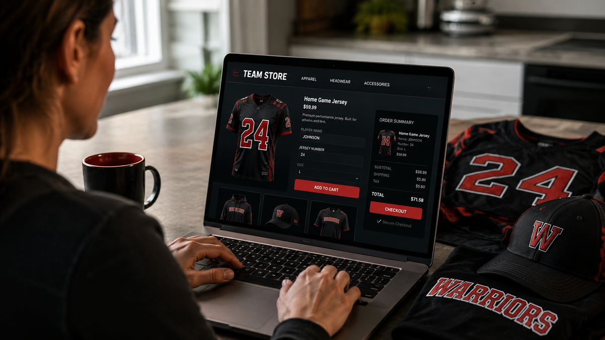 Parents order online from the team store