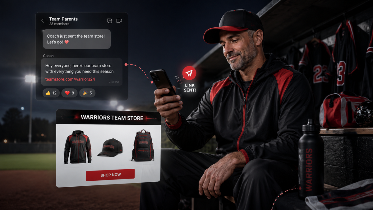 Coach sends one team store link