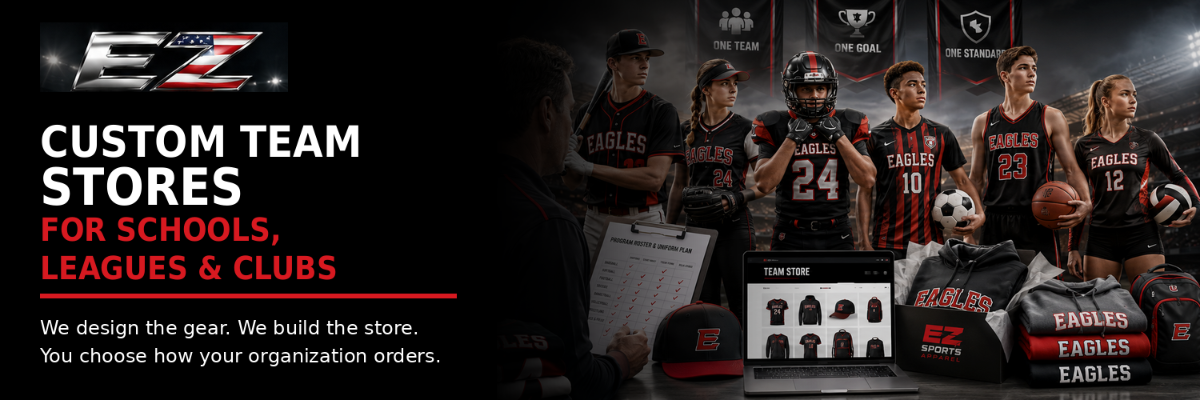 Custom team stores for schools, leagues and clubs by EZ Sports Apparel