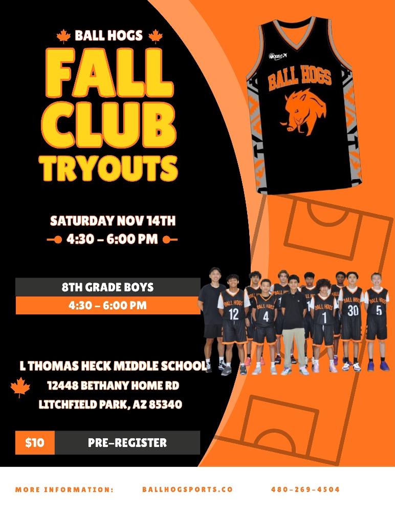 Ball Hogs Summer Club Tryouts flyer