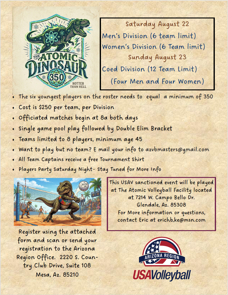 ATOMIC Dinosaur 250 Tournament Flyer