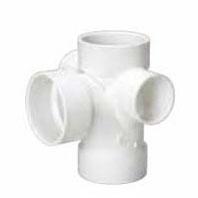 P418 3" X 3" X 3" X 2" X 2" PVC DWV Hub Right-Left Inlet Sanitary Ty