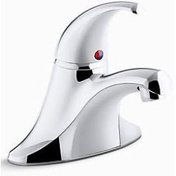 15199-4NDRA-CP Kohler Coralais Single-Handle Centerset Bathroom Faucet With Red/Blue Indicator Less Drain Polished Chrome
