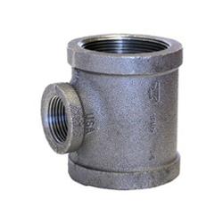 1-1/4" X 1" X 3/4" Domestic Black Malleable Iron Tee