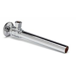 LFST082 1/2" Sweat X 3/8" OD Sweat Chrome Plated Angle Stop Valve With  5" Extension And Wheel Handle