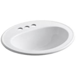 2196-4-0 Kohler Pennington 20" X 17" Drop-In 4" Centerset Oval Lavatory White