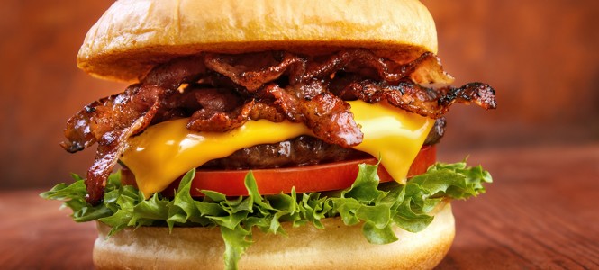 Glazed Bacon and Cheese Filled Burgers – Winter Game Day Series hamburger
