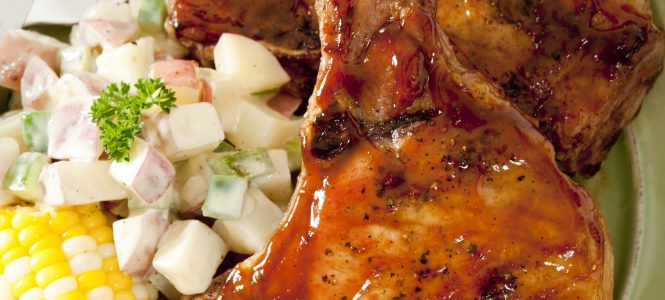 Bourbon BBQ Glazed Pork Chops – Summer Grilling Spectacular barbecued pork cops