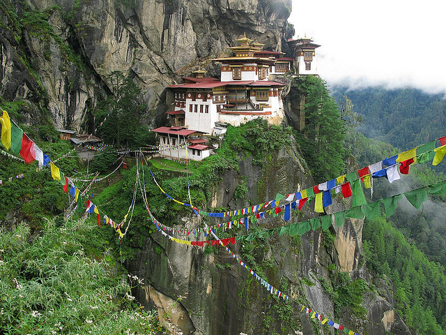 Taktsang Palphug Monastery, popularly known as Tiger’s Nest, is a sacred place of worship for Buddhists. The 17th century structure is perched in the cliffside of Bhutan. 