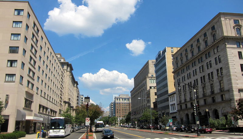 Facing east on the 1500 block of K Street, N.W., in downtown Washington, D.C. 