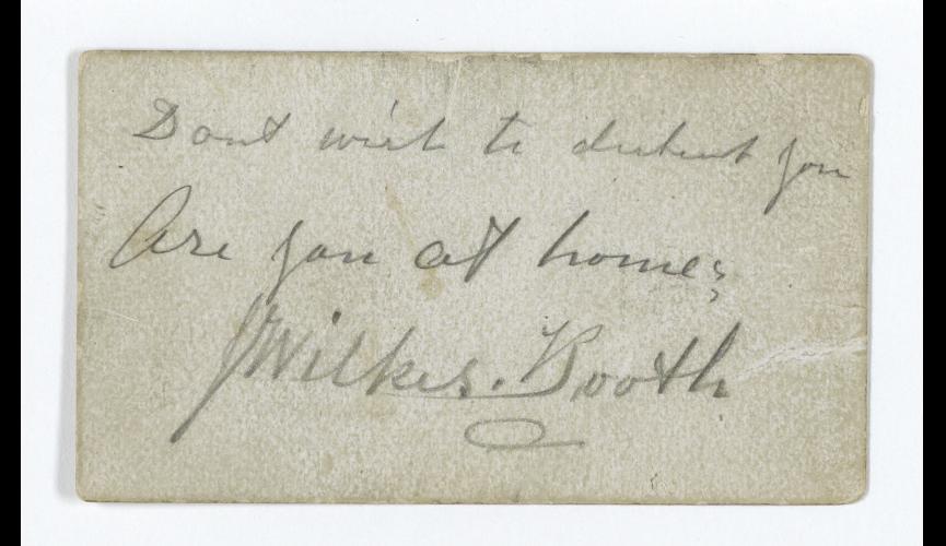 John Wilkes Booth  calling card 4-14-1865