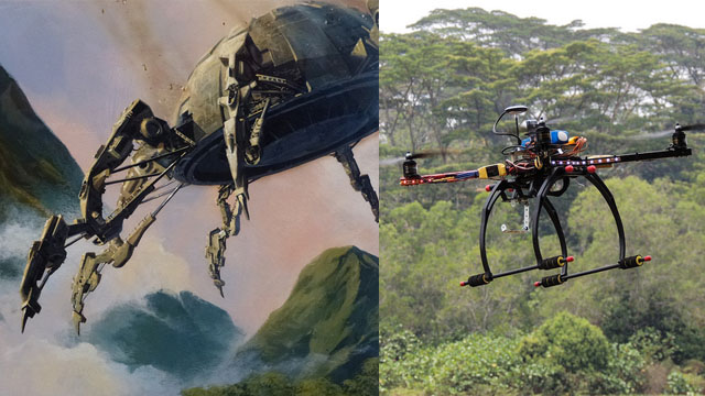 Drones of science fiction and reality.