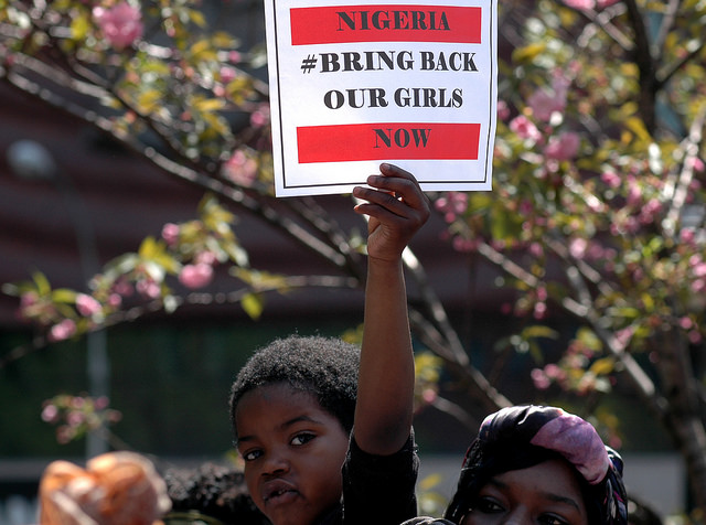 Hundreds of people gathered at Union Square in New York City on May 3 to demand the release of some 230 schoolgirls abducted by Boko Haram insurgents in Nigeria. (https://flic.kr/p/nvpC1J)